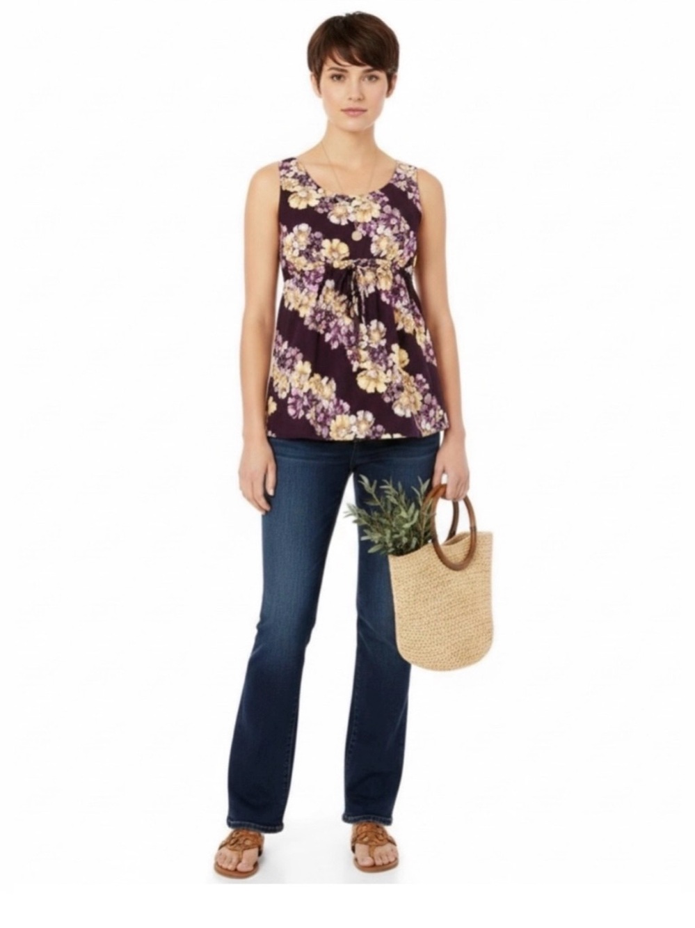 TOMMY BAHAMA Sz S | Purple Floral Tank Top w/ Front Ties
